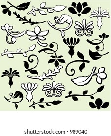  A set of 25 ornamental design elements in classic style. These are very precisely done elements, the lines are EXQUISITE and all the corners are SMOOTH. Ready for any use including vinyl-cutting .