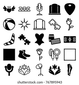 Set of 25 pattern filled and outline icons such as beach ball, boomerang, gate, flower, carpet, socks, tights, corset, puzzle, lotto, football pitch, heart angel wings