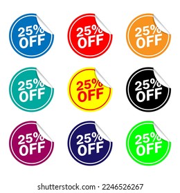 set 25 percent offer of colorful sale labels