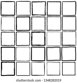 Set of 25 pieces grunge edges.Grunge borders.Vector brush strokes