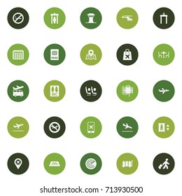Set Of 25 Plane Icons Set.Collection Of Cab, Baggage, Airport Transfer And Other Elements.