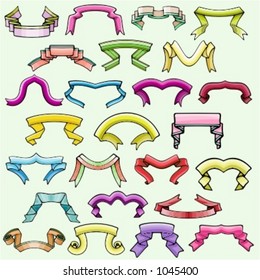 A set of 25 ready-to-cut vector ribbons and crests in PANTONE colors.