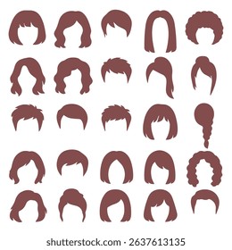 set 25 red hairstyles vector on white background
Vector set with hairstyles