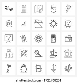 Set of 25 Simple Line Icons for Web and Print such as hammer; Santa; delete; festival; Santa clause Vector Illustration