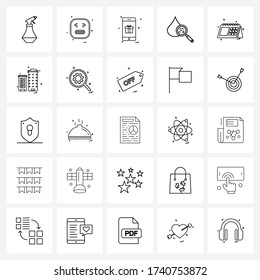 Set von 25 Einfache Line-Icons für Web und Print, z. B. Tag; Kalender; mobil; Suche Vector-Illustration