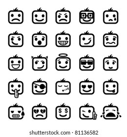 Set of 25 smiley faces. men characters