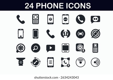 Conjunto de 25 ícones de interface do usuário preto sólido para aplicativos móveis ou da Web