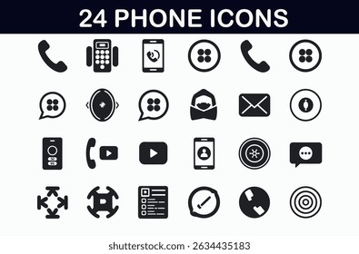 Conjunto de 25 ícones de interface do usuário preto sólido para aplicativos móveis ou da Web