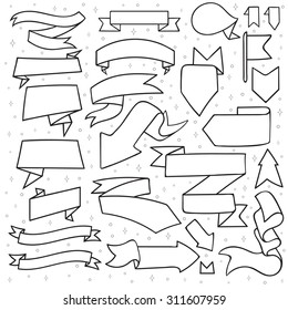 Set of 25 tapes and arrows doodle handmade. 