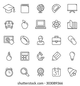 Set of 25 thin line education icons
