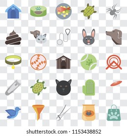 Set Of 25 transparent icons such as Shopping bag, Cat food, Nail trimmer, Filter, Bird, Dog, Ball, Cat, clippers, Poop, Fish Pet bed, web UI transparency icon pack