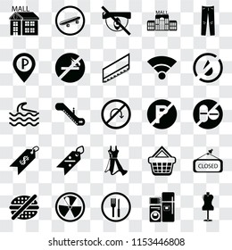 Set Of 25 transparent icons such as Mannequin, No drugs, water, Skateboard, fast food, smoking, Shopping basket, Wave, web UI transparency icon pack, pixel perfect