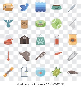Set Of 25 transparent icons such as Mouse, Turtle, Aquarium, Lamp, Rope, Net, Spray, Comb, Thermometer, Bird, Water, web UI transparency icon pack