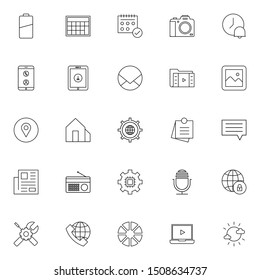 Set 25 of UI and UX icon in modern thin line style. High quality outline interface symbols for website design and mobile apps. Simple user interface linear sign isolated on white background.