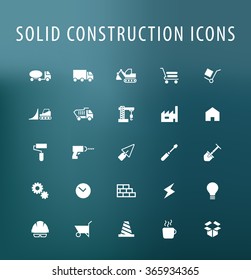 Set of 25 Universal Construction Icons. Isolated Elements.
