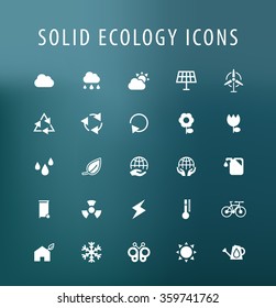 Set of 25 Universal Ecology Icons. Isolated Elements.
