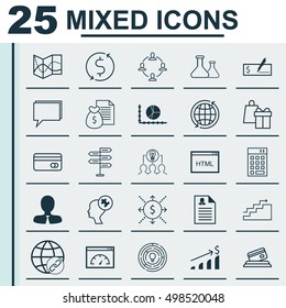 Set Of 25 Universal Editable Icons For Human Resources, Education And Business Management Topics. Includes Icons Such As Money, Credit Card, Loading Speed And More.