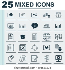 Set Of 25 Universal Editable Icons For Computer Hardware, Advertising And Statistics Topics. Includes Icons Such As Money, Report, Opportunity And More.
