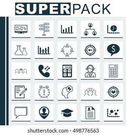Set Of 25 Universal Editable Icons For Marketing, Statistics And Airport Topics. Includes Icons Such As Time Management, Employee Location, Paper And More