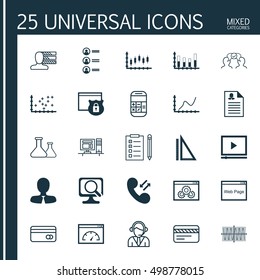 Set Of 25 Universal Editable Icons For Marketing and Purchase Order