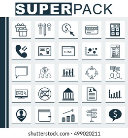 Set Of 25 Universal Editable Icons For Travel, SEO And Advertising Topics. Includes Icons Such As Curriculum Vitae, Opportunity, Comparsion And More.