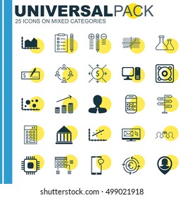 Set Of 25 Universal Editable Icons For Human Resources, Project Management And Airport Topics. Includes Icons Such As Investment, Pin Employee, Newsletter And More.