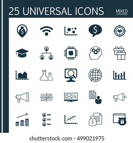 Set Of 25 Universal Editable Icons For Human Resources, Education And Computer Hardware Topics. Includes Icons Such As Newsletter, Focus Group, Raise Diagram And More.