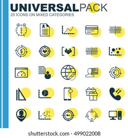 Set Of 25 Universal Editable Icons For Education, SEO And Human Resources Topics. Includes Icons Such As Collaboration, Plot Diagram, Currency Recycle And More.