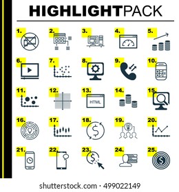 Set Of 25 Universal Editable Icons For Marketing, Airport And Advertising Topics. Includes Icons Such As Money, Call Duration, Schedule And More.