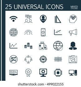 Set Of 25 Universal Editable Icons For SEO, Project Management And Advertising Topics. Includes Icons Such As Brain Process, Connectivity, Changes Graph And More.