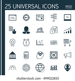 Set Of 25 Universal Editable Icons For Business Management, Advertising And Marketing Topics