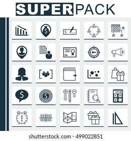 Set Of 25 Universal Editable Icons For Statistics, SEO And Project Management Topics