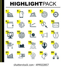 Set Of 25 Universal Editable Icons For Marketing, Airport And SEO Topics. Includes Icons Such As Tree Structure, Wallet, Line Up And More.