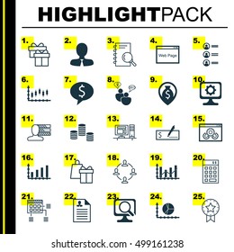 Set Of 25 Universal Editable Icons For Statistics, Computer Hardware And Airport Topics. Includes Icons Such As Collaboration, Shopping, Money Navigation And More.