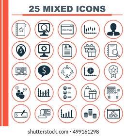 Set Of 25 Universal Editable Icons For Airport, Project Management And Advertising Topics. Includes Icons Such As Website Performance, Stock Market, Website And More.