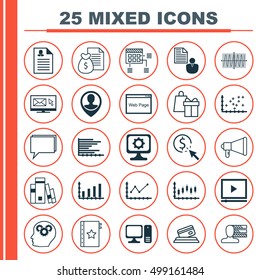 Set Of 25 Universal Editable Icons For Advertising, SEO And Airport Topics