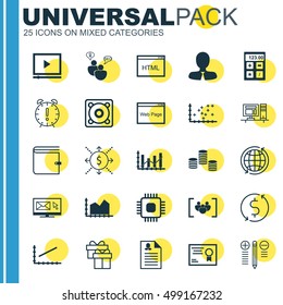 Set Of 25 Universal Editable Icons For Statistics, Airport And Education Topics. Includes Icons Such As Time Management, Present, Decision Making And More.