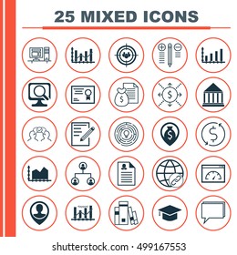Set Of 25 Universal Editable Icons For Marketing, Education And Business Management Topics. Includes Icons Such As Tree Structure, Certificate, Education Center And More.