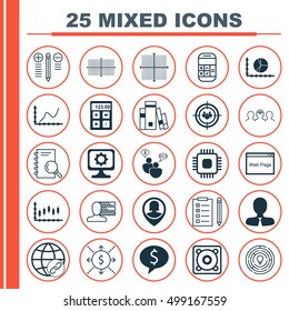 Set Of 25 Universal Editable Icons For Advertising, Statistics And Business Management Topics. Includes Icons Such As Stock Market, Innovation, Manager And More.