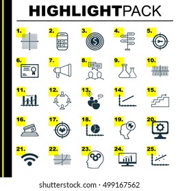 Set Of 25 Universal Editable Icons For Human Resources, Marketing And SEO Topics. Includes Icons Such As Opportunity, Collaboration, Brain Process And More.