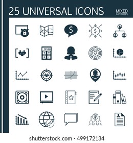 Set Of 25 Universal Editable Icons For Human Resources, Statistics And Airport Topics. Includes Icons Such As Conference, Paper, Road Map And More.