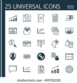 Set Of 25 Universal Editable Icons For Travel, Human Resources And Business Management Topics. Includes Icons Such As Decision Making, Blank Cd, Sinus Graph And More.