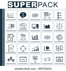 Set Of 25 Universal Editable Icons For Advertising, Marketing And Human Resources Topics. Includes Icons Such As Currency Recycle, Coding, Paper And More.