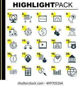 Set Of 25 Universal Editable Icons For Education, Marketing And SEO Topics. Includes Icons Such As Money Trasnfer, PPC, Connectivity And More.