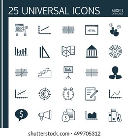 Set Of 25 Universal Editable Icons For Statistics, SEO And Human Resources Topics. Includes Icons Such As Manager, Square Diagram, Education Center And More.