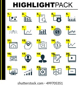 Set Of 25 Universal Editable Icons For SEO, Project Management And Business Management Topics. Includes Icons Such As Money Recycle, Business Goal, Board And More.