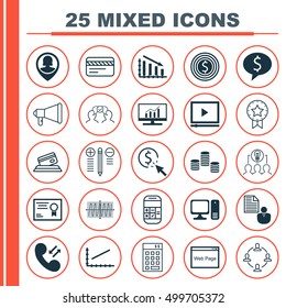 Set Of 25 Universal Editable Icons For Advertising, Education And Human Resources Topics. Includes Icons Such As Cosinus Diagram, Announcement, Fail Graph And More.