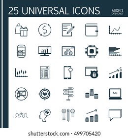 Set Of 25 Universal Editable Icons For Project Management, Human Resources And Marketing Topics. Includes Icons Such As Opportunity, Bars Chart, Security And More.