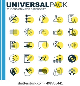 Set Of 25 Universal Editable Icons For Education, Travel And Project Management Topics. Includes Icons Such As Blank Cd, Library, Cooperation And More.