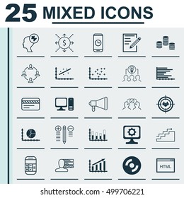Set Of 25 Universal Editable Icons For Airport, Human Resources And Travel Topics. Includes Icons Such As Desktop Computer, Call Duration, Human Mind And More.